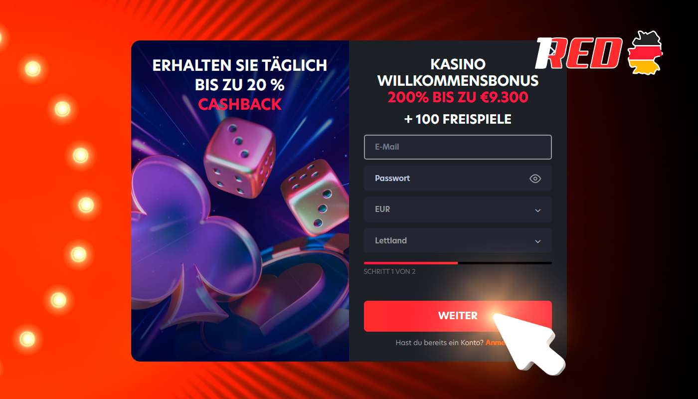 Bei Red Casino ist die Registrierung ganz einfach