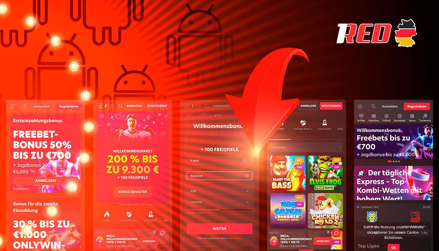 Laden Sie die App 1red für Android herunter