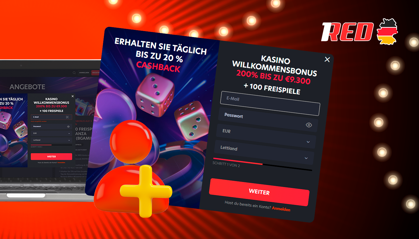 Die Registrierung bei 1red Deutschland ist ganz einfach